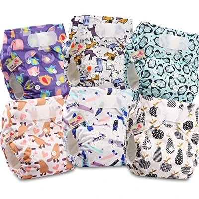 Immagine di Littles and Bloomz FLV2 0604 Pannolino lavabile per bambini, riutilizzabile, con bottoni a pressione standard, confezione da 6 pannolini