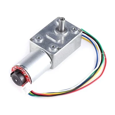 Immagine di Motoriduttore 12V, Motore di Riduzione Riduttore Reversibile Elettrico Turbina a Coppia Elevata CW/CCW Vite Senza Fine con Encoder Autobloccante(40RPM)