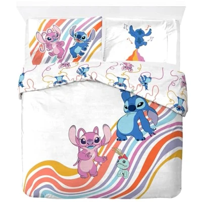 Immagine di Jay Franco Disney Lilo &amp; Stitch 100% Cotone Set Copripiumino Matrimoniale Include Federa 50 x 70 cm