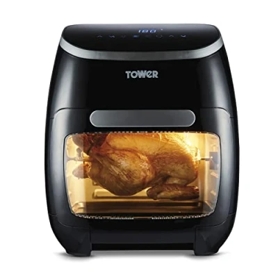 Immagine di Tower T17039 Forno ad Aria/Friggitrice Aria Digitale Xpress 5 in 1, Air Fryer con Circolazione Rapida dell&#039;Aria, Friggitrice Aria/Fornetto Timer 60 Minuti, 11L, 2000W, Nero
