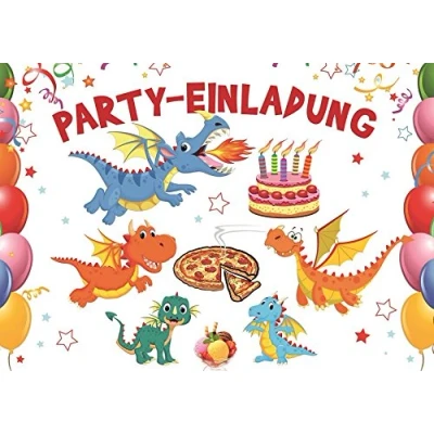 Immagine di 10 Set di Divertente Dragons biglietti d&#039; invito compleanno per Bambini (10863)/Compleanno Inviti Ragazzi Ragazze von Edition Colibri Drago/Dragons/Dino
