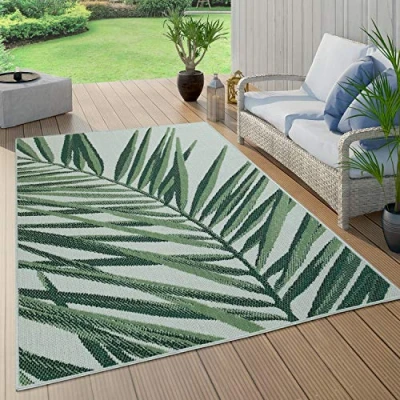 Immagine di Paco Home Tappeto Cucina da Esterno Salotto Moderno Balcone Terrazo con Palme Giungla Motivo Floreale Boho Verde, Dimensione:80x150 cm, Colore:Verde 4