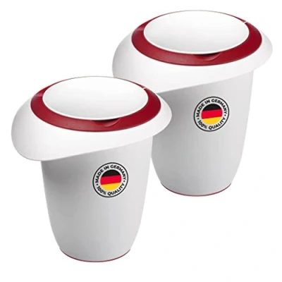 Immagine di Westmark 315122E3 2 pentole con coperchio diviso, 1 l, beccuccio, in plastica, bianco/rosso