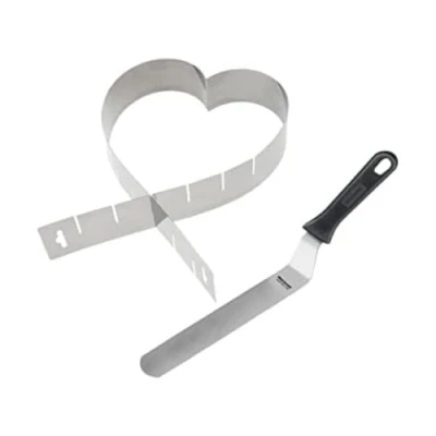 Immagine di Westmark 313422E8 Stampo Cuore, Regolabile Variabile, Senza Base + 1 Tavolozza Angolare, 22 cm, Acciaio Inox/Plastica, Argento/Nero