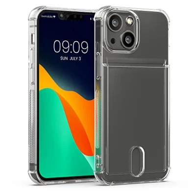 Immagine di kwmobile Cover compatibile con Apple iPhone 13 mini Crystal Case in silicone TPU Custodia slot per carte trasparente