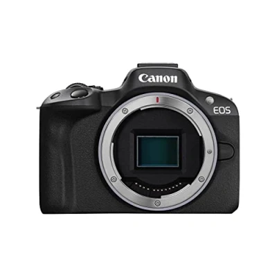 Immagine di Canon EOS R50 APS C mirrorless nera (24,2 Mp, fino a 15fps, DIGIC X, video 4K UHD 30p, Dual Pixel CMOS Auto Focus II, Display touch ordinetabile 7,5 cm, Wi Fi, Bluetooth, solo 328 gr)