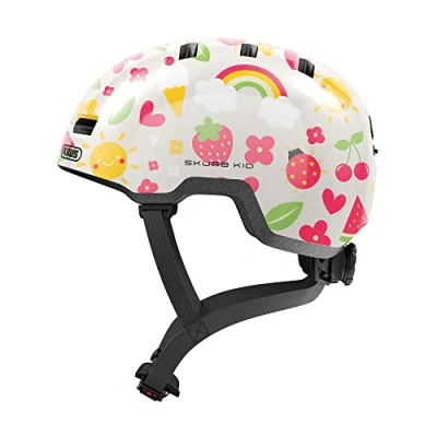 Immagine di ABUS casco per bambini Skurb Kid robusto da bici in look skater con spazio il codino e diversi design ragazze ragazzi beige, taglia S