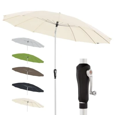 Immagine di Doppler Ombrellone in Alluminio I da Giardino con Funzione di manovella Ideale per e Balcone 250 cm Inclinazione Versatile Design Orientale