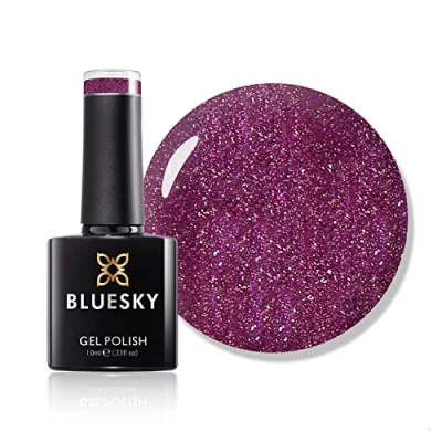 Immagine di Bluesky Smalto Per Unghie Gel, Purple Silver Glitter, Vip4, Luccichio, Viola, Buio (Per Lampade Uv E Led) 10 Ml