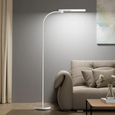 Immagine di Honeywell Lampada da Terra LED,F4 Sunturalux™ Luci Super Luminose con Design Moderno Colli d&#039;Oca per Illuminazione Accogliente,Lampada Regolabile Lettura e Studio Soggiorno Camera Ufficio (Bianco)