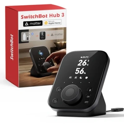 Immagine di SwitchBot Hub 3, Centro Domotica Intelligente con Termometro WiFi e Igrometro, Supporta Matter, Telecomando Universale IR/Bluetooth, Controllo a Distanza, Alexa/HomeKit/Google Home/IFTTT