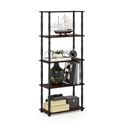 Immagine di Furinno Turn N Tube Espositore multiuso a 5 livelli con tubi classici, Ciliegio scuro/Nero