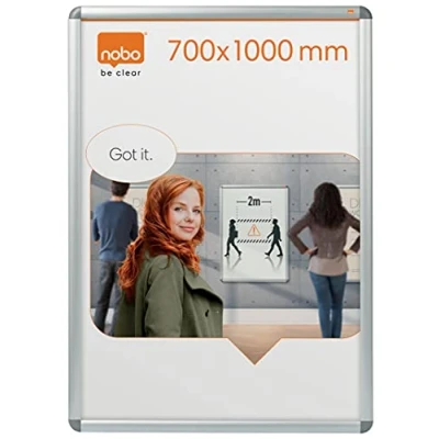 Immagine di Nobo Quadro per Poster da Montare a Parete con Cornice Scatto, Finiture in Alluminio, Copertura Protettiva Antiriflesso, Fissaggi Inclusi, 755 x 1060 17 mm Argento