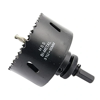 Immagine di Sega a tazza 80mm LAIWEI fresa con mandrino A2 Heavy Duty, 4341 Punte in acciaio, Profondità di taglio 38mm, Per forare legno, profili alluminio, PVC e tubi metallo