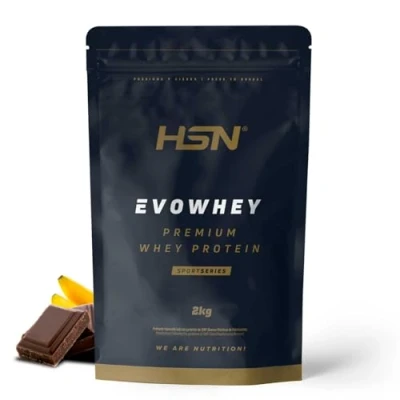 Immagine di HSN Evowhey Protein Cioccolato e Banana 2Kg = 67 Prese per Confezione Concentrato di Proteine del Siero 100% Whey Concentrate (WPC) No GMO, Vegetariano, Senza Glutine Soia