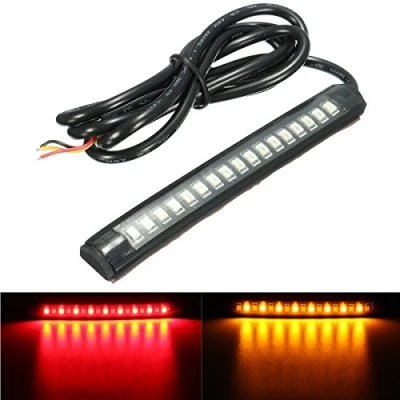 Immagine di Alamor 12V 17 LED Moto Flessibile Striscia Luce Coda Freno Stop Turn Ambra + Rosso