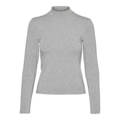Immagine di VERO MODA Vmmary LS Ga Jrs Noos Maglietta a Collo Alto Maniche Lunghe, Chiaro Grigio Melange, L Donna