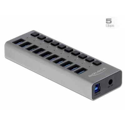 Immagine di Delock 63670 10 Porte USB C® (USB 3.1) Multiport Hub Grigio