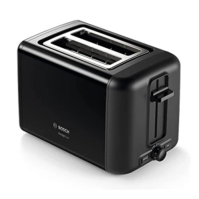 Immagine di Bosch TAT3P423GB DesignLine Tostapane in acciaio INOX, a due fette, colore: Nero