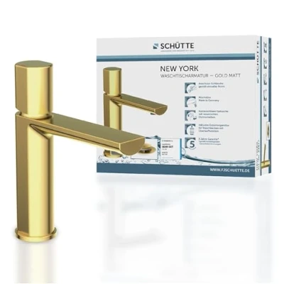 Immagine di Schütte 33617 lavabo Oro Scarico, valvola Pop up, Miscelatore monocomando, Rubinetto da Bagno, Colore