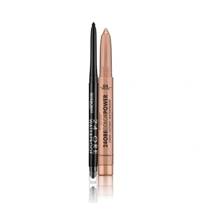 Immagine di Deborah Milano Set Makeup Matita Occhi 24 Ore Automatica Waterproof 01 Black e Ombretto in Stick Color Power, 4 Warm Brown, a Effetto Long Lasting