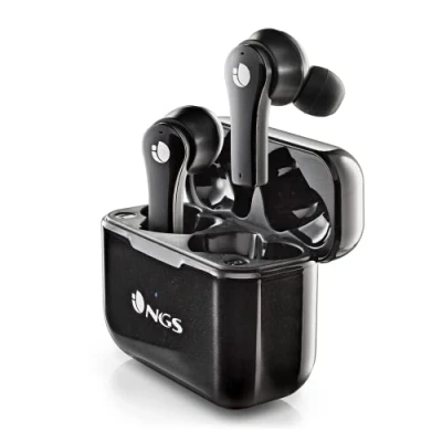 Immagine di NGS BT ARTICA BLOOM BLACK Auricolari senza fili, compatibili con TWS e Bluetooth fino a 24 ore, comandi touch, USB Type C, base di ricarica, nero