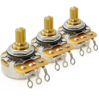 Immagine di CTS 450G A250K Potenziometro Ottone Corto Split Shaft 1/4 Pollice 10% Audio Taper Pots per Chitarra Elettrica Basso(Set di 3)