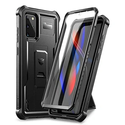Immagine di Dexnor Custodia Cover per Samsung Galaxy S20+Plus 5G con Protezione lo Schermo Integrata Copertura Protettiva Antiurto Resistente agli urti Anteriore e Posteriore 360 ​​con Supporto Nero