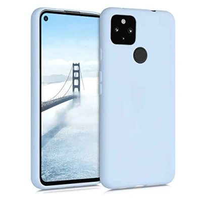 Immagine di kwmobile Custodia Compatibile con Google Pixel 4a 5G Cover Back Case per Smartphone in Silicone TPU Protezione Gommata blu chiaro matt