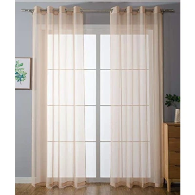Immagine di Gardinenbox Set di 2 tende trasparenti con occhielli, per soggiorno, in voile, chiusura a nastro, 175 x 140 cm (altezza larghezza), 203322