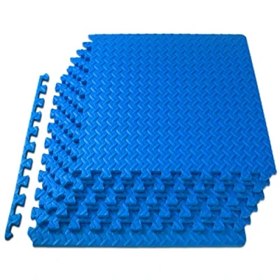 Immagine di ProsourceFit Puzzle Exercise Mat ½ in, EVA Interlocking Foam Floor Tiles for Home Gym, Workout Equipment, Padding Kids, Blue, 24 in x Sq Ft 6