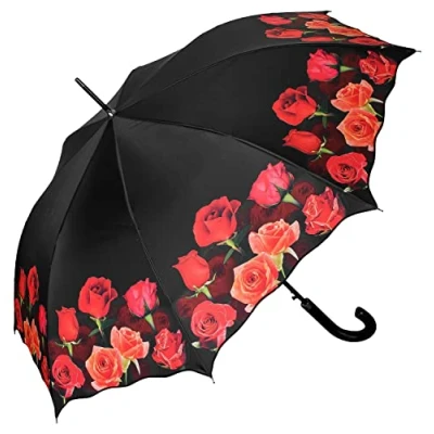 Immagine di VON LILIENFELD® Ombrello Bouquet di Rose Pioggia Lungo Classico Automatico Donna Fiore
