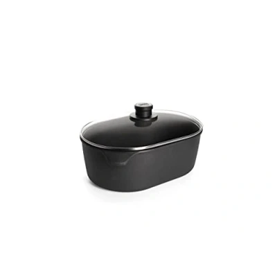 Immagine di Woll nowo Titanium Pentola Ovale in ghisa con 2 Manici pressofusi, incl. Coperchio di Sicurezza Vetro, Diversi Modelli Articoli Nero