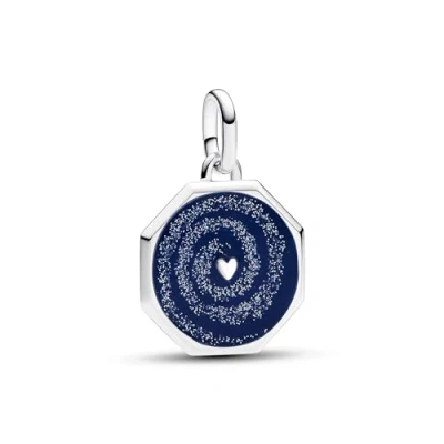 Immagine di PANDORA ME Medaglione a forma di cuore in argento 9 con smalto blu glitterato