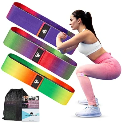 Immagine di EVOLAND 3 Pezzi Elastici Fitness, Fasce Elastico Fitness in Tessuto con Livelli di Resistenza, Bande Elastiche Antiscivoli Donna e Uomo, per Esercizi Glutei, Yoga, Pilates, Palestra