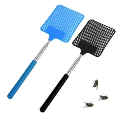 Immagine di ShiWuYou 2 Pezzi Scacciamosche, Estensibile Manuale Paletta Mosche, Portatile Scacciamosche Plastica, per Zanzare e Insetti, Nero+Blu