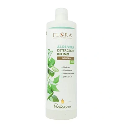 Immagine di FLORA Bellessere Detergente Intimo Aloe vera PH 5,0 5,5 1 LT con succo di per aiutare persone allergie o pelli sensibili formulato miscelarlo oli essenziali puri 100%