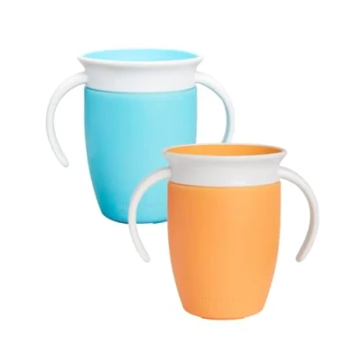 Immagine di Munchkin Miracle 360 Tazza d&#039;Apprendimento per Bambini di 6+ Mesi da 207 ml (pacco 2), Piccoli, d&#039;Addestramento, Senza BPA, Anti Sversamento, Blu/Blu