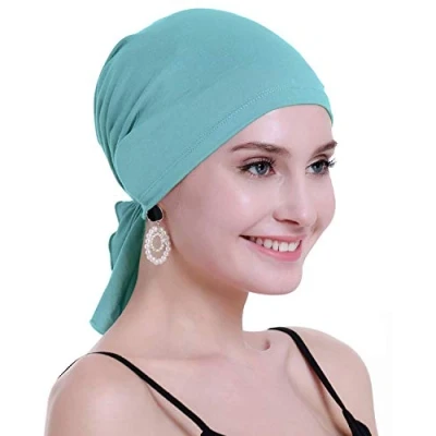 Immagine di osvyo Copricapo in bambù per chemioterapia, da donna, perdita di capelli, turbante infilare, confezione sigillata, BAMBOO VERDE CHIARO, Taglia unica