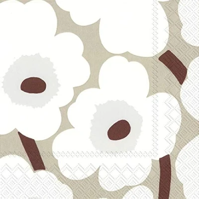 Immagine di IHR Marimekko UNIKKO Tovaglioli di carta lino, 33 cm, quadrati, 3 strati, confezione da 20
