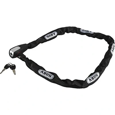 Immagine di ABUS Catena 6806K Lucchetto per bicicletta leggero in acciaio temprato con tubo tessuto alla moda Livello di sicurezza 6 110 cm Nero