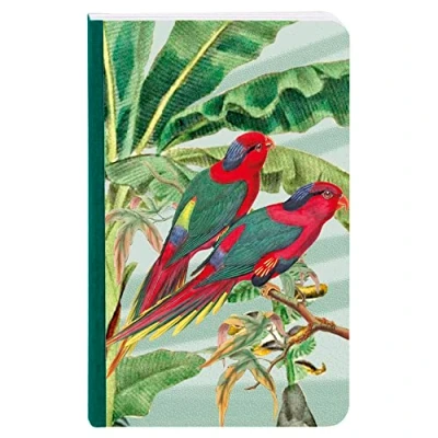 Immagine di Clairefontaine 115764C Un taccuino brossurato motivo vegetazione/volatili/farfalle 9x14 cm 144 pagine a righe carta bianca 90 g Collezione Jungle Harmony 2 design, consegna casuale