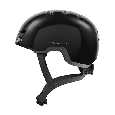 Immagine di ABUS casco per bambini Skurb Kid robusto da bici in look skater con spazio il codino e una varietà di disegni ragazze ragazzi nero lucido, taglia M