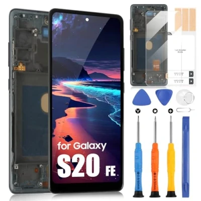 Immagine di Schermo per Samsung Galaxy S20 Fe SM G780F/Galaxy 5G G781B LCD Display Touch Screen Assembly con Riparazione Kit(6,5&quot;, Nero Cornice, Senza sblocco impronta)
