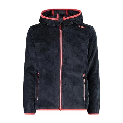 Immagine di CMP Giacca in pile da bambini con cappuccio fisso, Titanio Red Fluo, 128