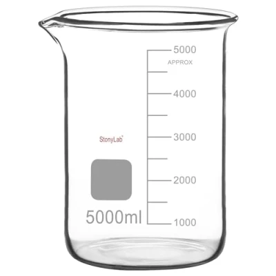 Immagine di stonylab Bicchiere di vetro, 1 Confezione Vetro Borosilicato Graduated Low Form Griffin Beaker con Becco Versamento da Laboratorio, 5000 ml
