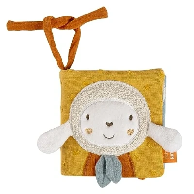 Immagine di Fehn Sentimento Libro pecore fehnNATUR da passeggino con squeaker, carta frusciante e specchio per bambini lacci di fissaggio neonati 0+ mesi