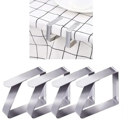 Immagine di topolenashop Tovaglia Clip in Acciaio, Gadget Molla Fermatovaglia, Acciaio Inossidabile, Argento, per Outdoor Picnic Party, Adatto a Tavoli di 1 3 cm Spessore 4 Pezzi