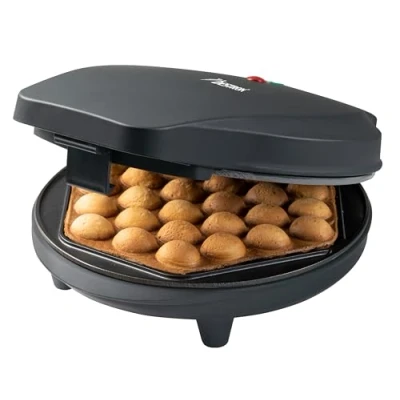 Immagine di Bestron Piastra per waffle Bubble, macchina Bubble riempire con gelato, cioccolato o frutta, spia di cottura e rivestimento antiaderente, 700 Watt, Colore: Nero Opaco