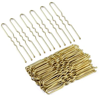 Immagine di Zeayebsr 100 pezzi Forcine per capelli U a forma di onda in metallo classiche ragazze e donne Accessori ricci(oro)